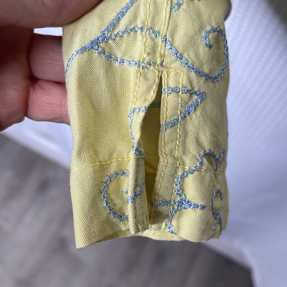 Debra deRoo Embroidered Pants Silk Linen Blend High Rise Vacation Sz M - Picture 7 of 11